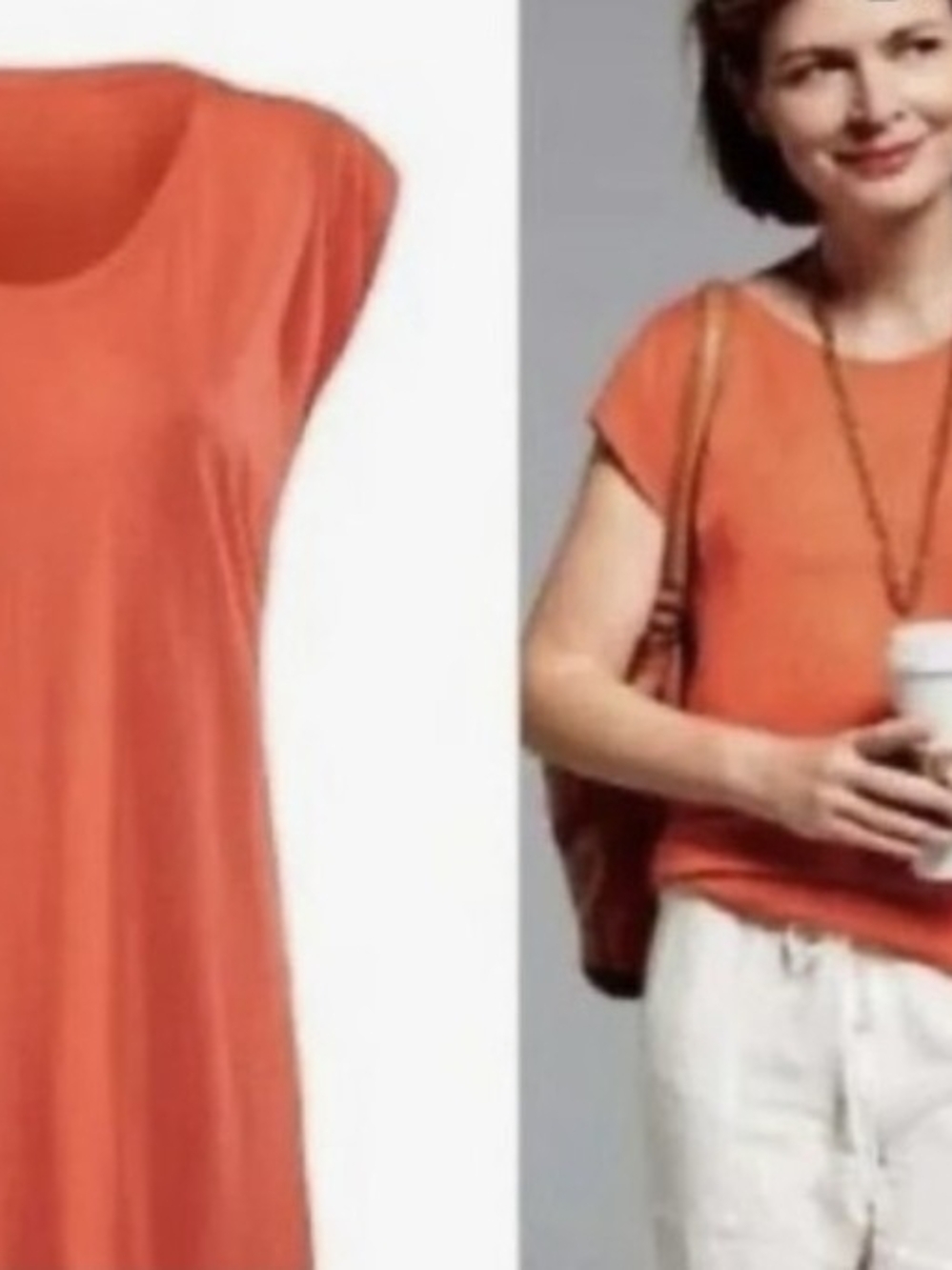 CAbi Orange Cap Sleeve Scoop Neck Top - Small